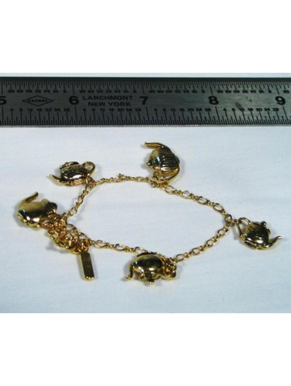Charm Bracelet Vintage HMK CDS Teapot ~ Gold Tone ~ Nice HMKCDS
